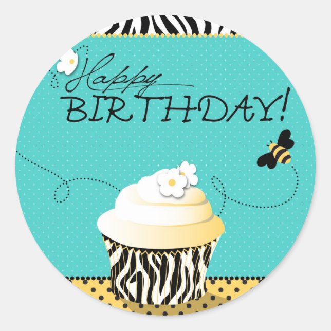 Birthday Bee Sticker (Vorderseite)