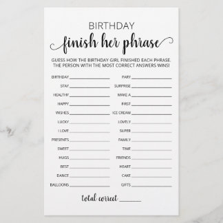Birthday Beende ihr Phrase Geburtstagsspiel