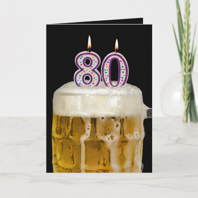 Birthday Beer auf schwarz Karte (Vorderseite)