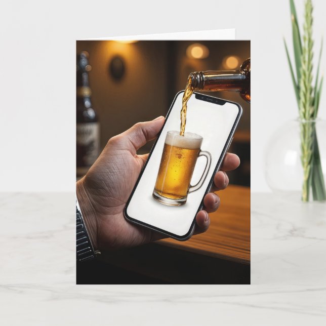 Birthday Beer Pour Into Smartphone Karte (Vorderseite)