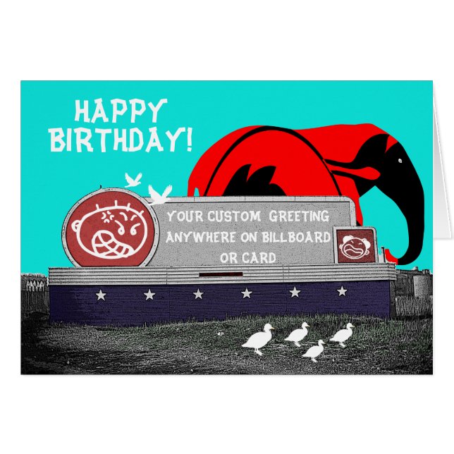 BIRTHDAY BILLBOARD CUSTOM W/ ELEPHANT DUCKS BIRD (Vorderseite (Horizontal))