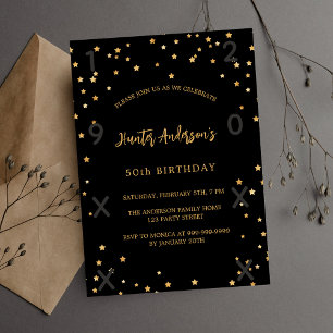 Birthday Black Gold Einladung