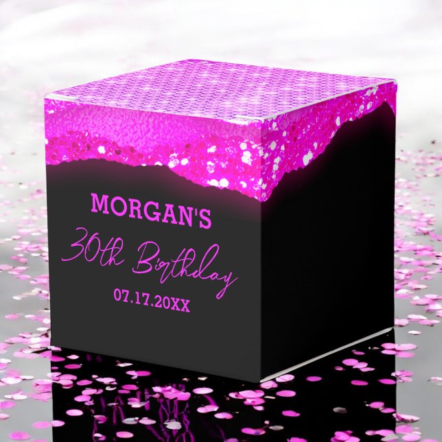 Birthday Black Hot Pink Glitzer Name Vielen Dank Geschenkschachtel (Von Creator hochgeladen)