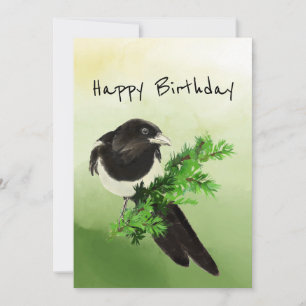 Birthday Blank Curious Magpie Garden Bird Fauna Karte
