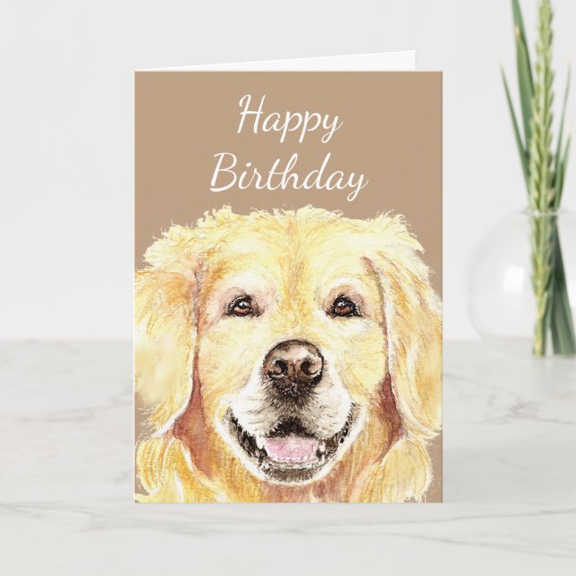 Birthday Blank Watercolor Golden Retriever Dog Karte (Vorderseite)