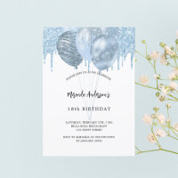 Birthday blauen Ballons Glitzer Tropfen Luxus