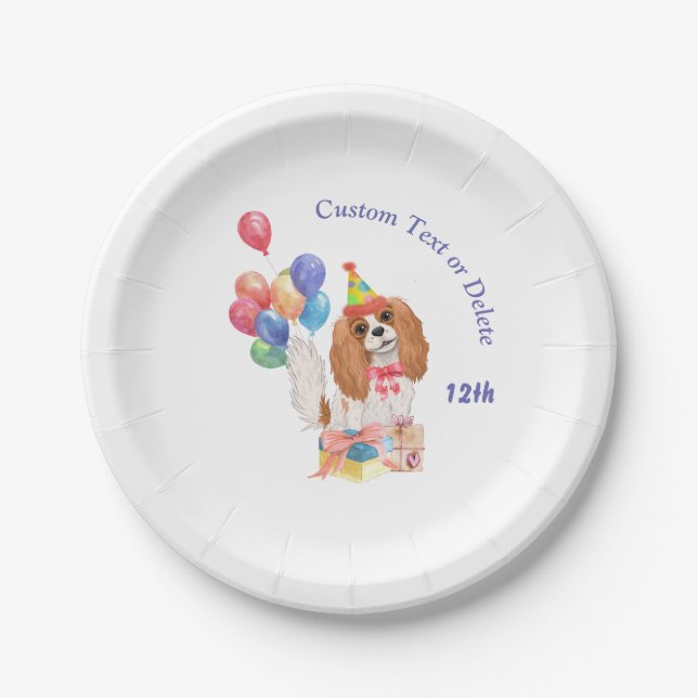 Birthday Blenheim Cavalier King Charles Spaniel  Pappteller (Vorderseite)