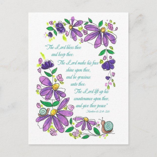 Birthday Blessings Scripture Numbers 6:24-26 Postkarte (Vorderseite)