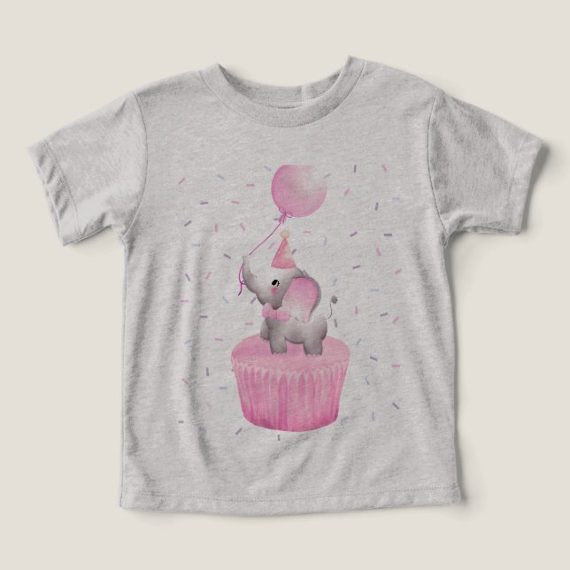 Birthday Bliss: Elefant mit Ballon Cupcake (Design Vorderseite)