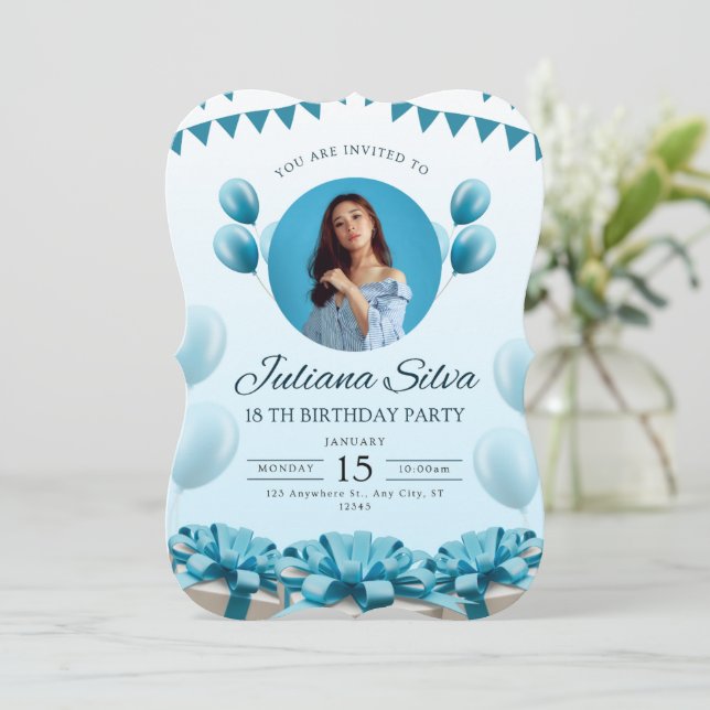 Birthday Bliss - Saubere und fröhliche Einladung (Stehend Vorderseite)