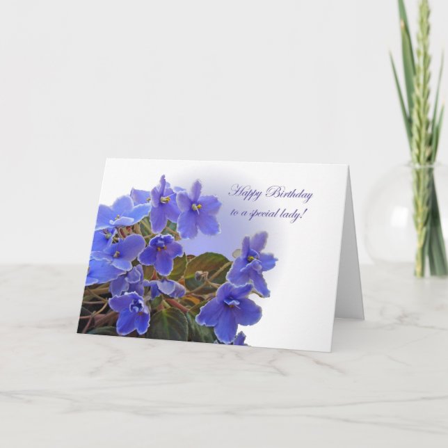 Birthday Blue African Violets Karte (Vorderseite)
