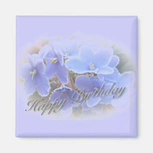 Birthday Blue African Violets Magnet