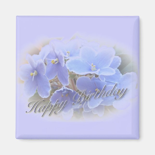 Birthday Blue African Violets Magnet (Vorne)