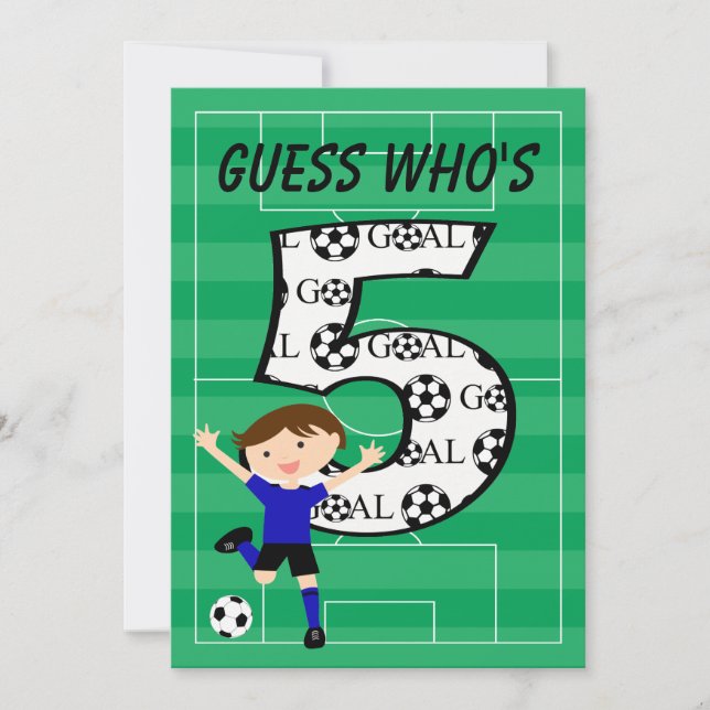 Birthday Blue and Black Soccer Goal v2 Einladung (Vorderseite)