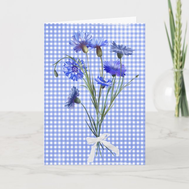 Birthday Blue Cornflower Bouquet Karte (Vorderseite)