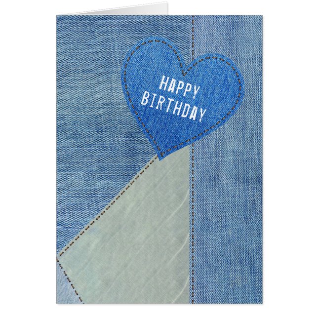 Birthday Blue Denim Heart (Vorne)