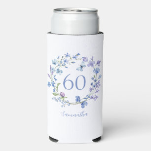 Birthday Blue Floral Name Cooler Selters Dosenkühler