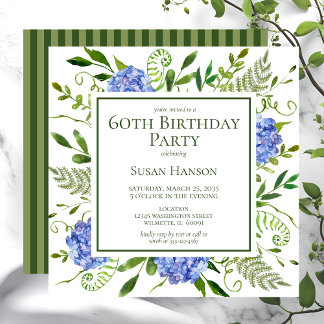 Birthday Blue Hydrangeas Einladung