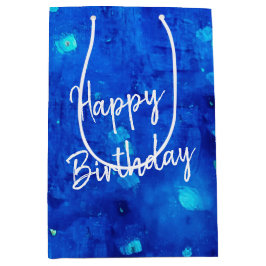 Birthday Blue Neon Weltraum Mittlere Geschenktüte
