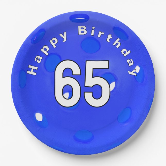 Birthday Blue Pickleball Pappteller (Vorderseite)