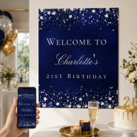 Birthday Blue Silver Stars willkommen Party