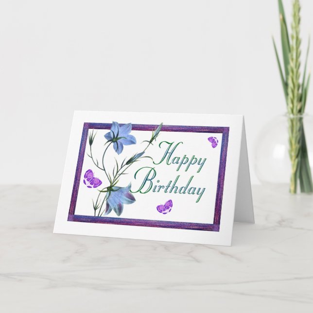 Birthday Bluebells and Butterfells Karte (Vorderseite)