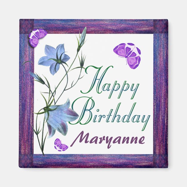 Birthday Bluebells and Butterflies Magnete Magnet (Vorne)