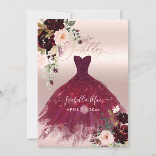 Birthday Blush Burgund Wasserfarbe Blume Einladung