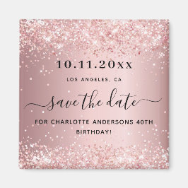 Birthday Blush Pink Glitzer speichern Datums-Magne Magnet