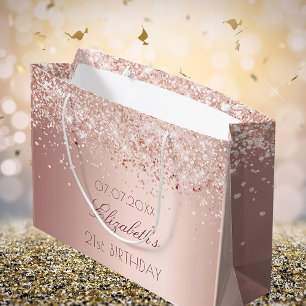 Birthday Blush Rose Gold Glitzer Staubname Große Geschenktüte