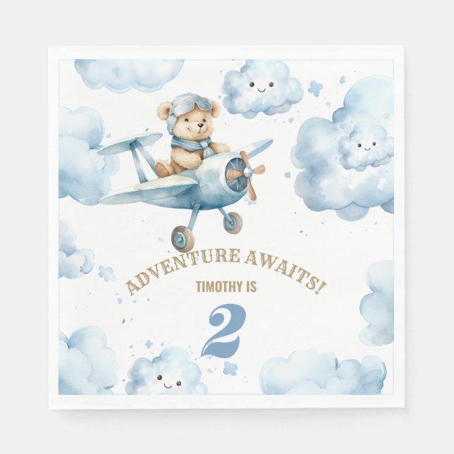 Birthday Bonanza von Blue Bar: Flying in Year 2 Serviette (Vorderseite)