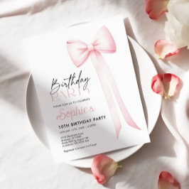 Birthday Bow Einladung, Rosa Coquette Bow Einladung