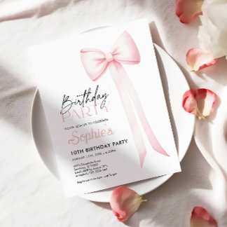Birthday Bow Einladung, Rosa Coquette Bow Einladung