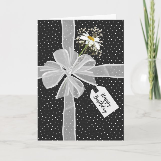 Birthday Bow mit Daisy On Dots Karte (Vorderseite)