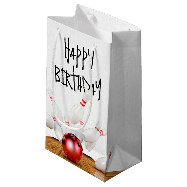 Birthday Bowling Strike Kleine Geschenktüte (Vorderseite Schrägansicht)
