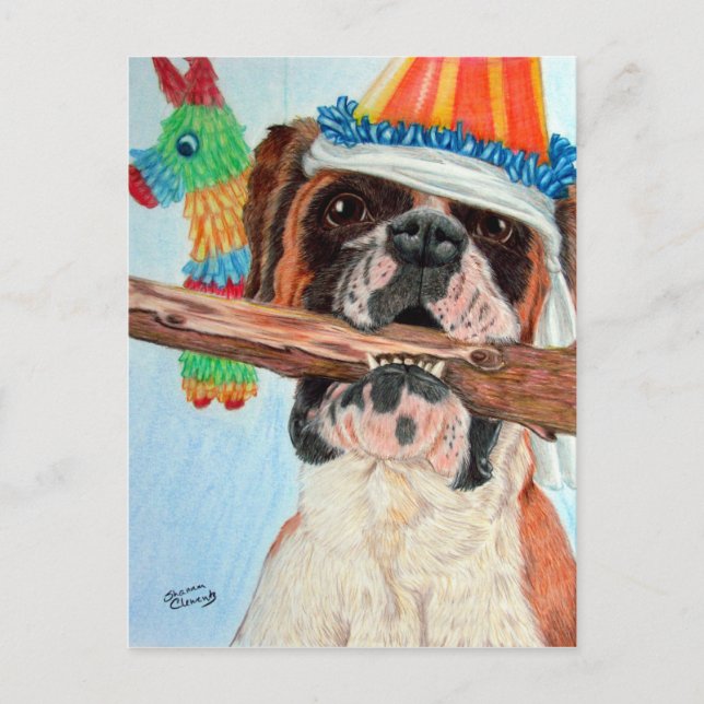 Birthday Boxer Postkarte (Vorderseite)