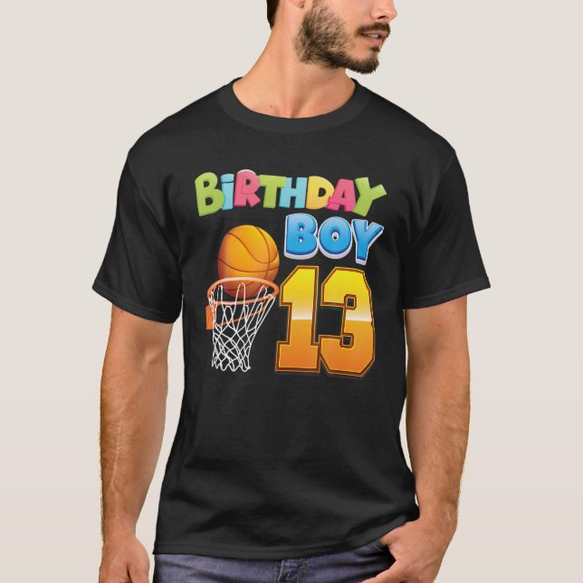 Birthday Boy 13 Years Old 13Th Birthday Basketball T-Shirt (Vorderseite)