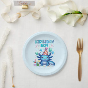 Birthday Boy Axolotl Vibes Niedliches Party Design Pappteller