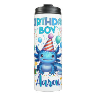 Birthday Boy Axolotl Vibes Niedliches Party Design Thermosbecher