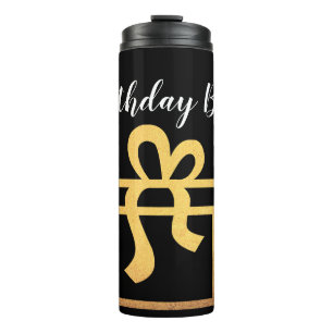 Birthday Boy Black and Gold Imitate Foil Thermosbecher