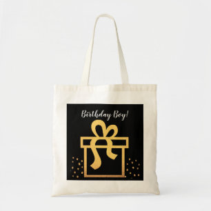 Birthday Boy Black and Gold Imitate Foil Tragetasche