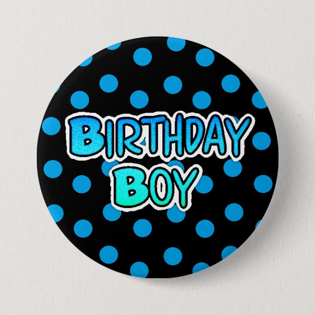 Birthday Boy Blue und Black Button (Vorderseite)