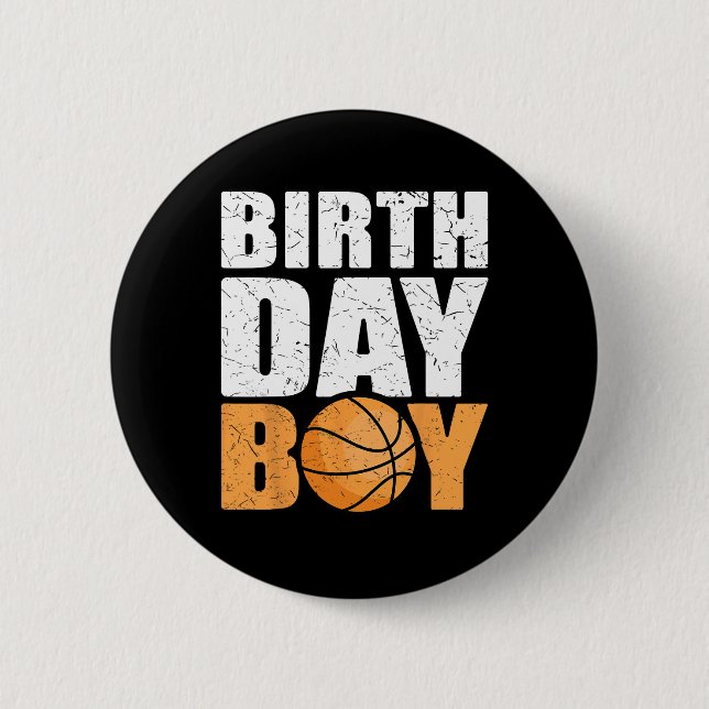 Birthday Boy Bysketbyll Theme Party Future Byskett Button (Vorderseite)