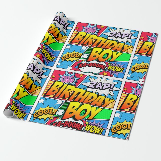 Birthday Boy Comic Book Geschenkpapier (Ungerollt)