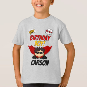 Birthday Boy Comic Book Superhero mit Name T-Shirt
