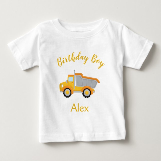 Birthday Boy Construction Truck Baby T-shirt (Vorderseite)