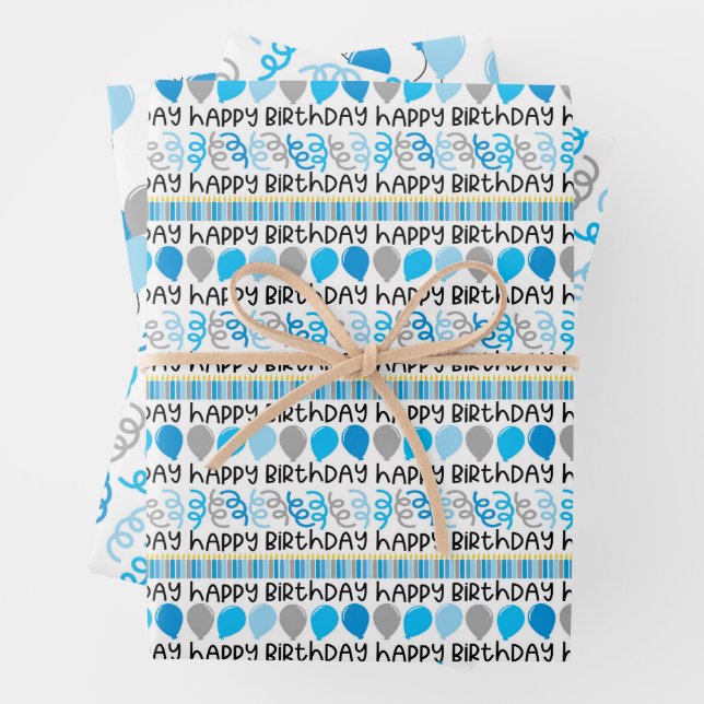 Birthday Boy Coordinating Pattern Wrapping Paper Geschenkpapier Set (Beispiel)