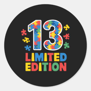 Birthday Boy Girl 13-jähriges Autismus Awareness T Runder Aufkleber