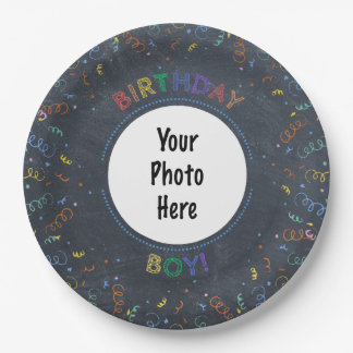 Birthday Boy Happy Birthday Chalkboard Pappteller