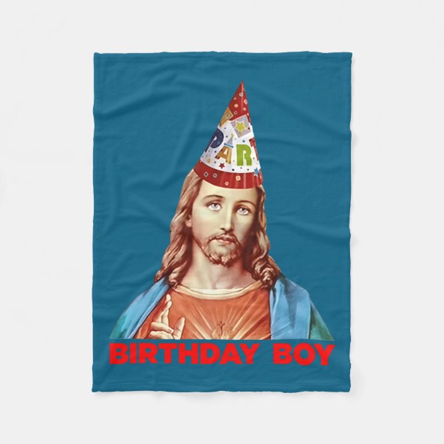 Birthday Boy Jesus Funny Christmas Party Hat Long  Fleecedecke (Vorderseite)